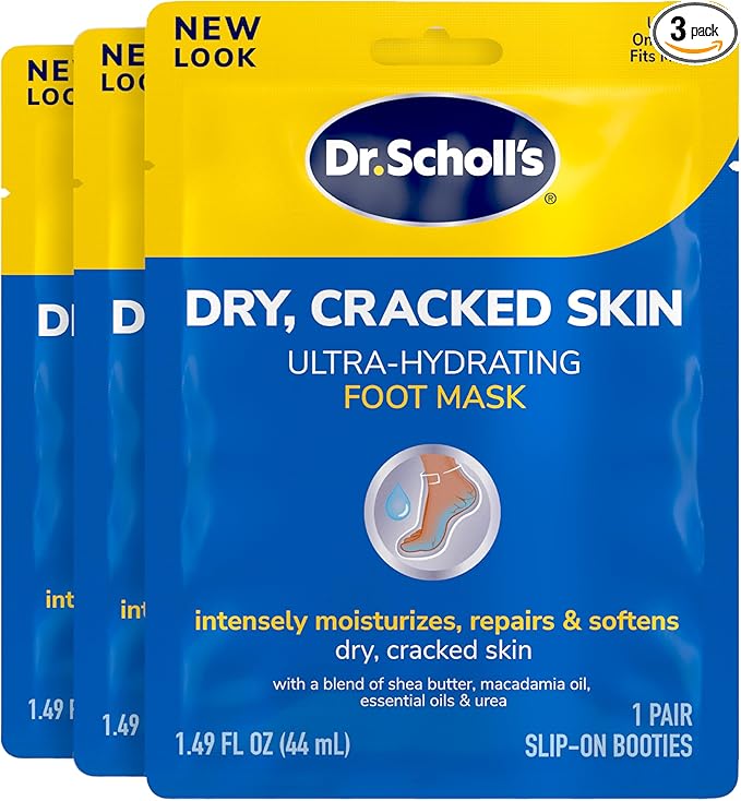 Dr. Scholl's Dry, Cracked Skin, Ultra Hydrating Foot Mask, 3 Pairs Moisturizing Socks: Intensely Moisturizes Repairs and Softens Rough Dry Skin with Urea & Essential Oils for Dry Cracked Feet
