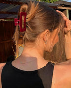 Mesovor 2 Styles Silicone Flexible Hair Claw Clips, 6 Pack Soft Bendable Hair Clips for Women | Rectangle Small Large Cozy Hairclips (Red, Coffee, Black)