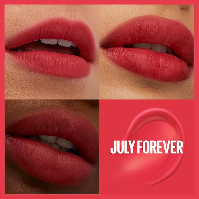 MAYBELLINE Super Stay Teddy Lip Tint, Long Lasting Matte Lipstick For Up To 12HR Wear, July Forever, 1 Count