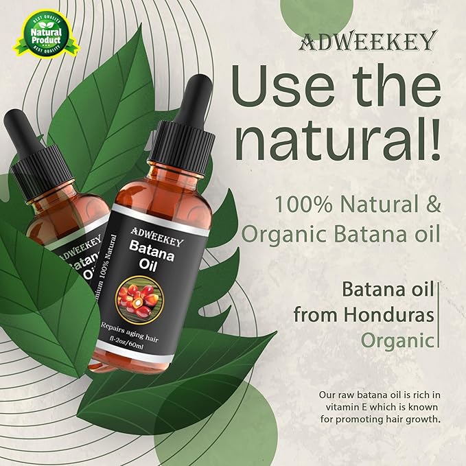 Organic Batana Oil for Hair Growth, 100% Pure , Promotes Hair Wellness for Men & Women, Enhances Hair & Skin Radiance (2.0 Oz)