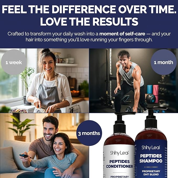Anti-Thinning Peptide Shampoo And Conditioner – Sulfate Free Thickening Hair Fromula With Biotin, Caffeine & Saw Palmetto Made In USA For Women & Men, Safe For Color-Treated Hair, 2 PACK