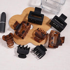 8 Pcs Medium Hair Clips for Women Girls - 2 Styles Rectangle and Double Row Teeth Small Claw Clips for Thin Thick Hair, Matte Non-slip Strong Hold Jaw Clips Hair Accessories, Tortoise & Black