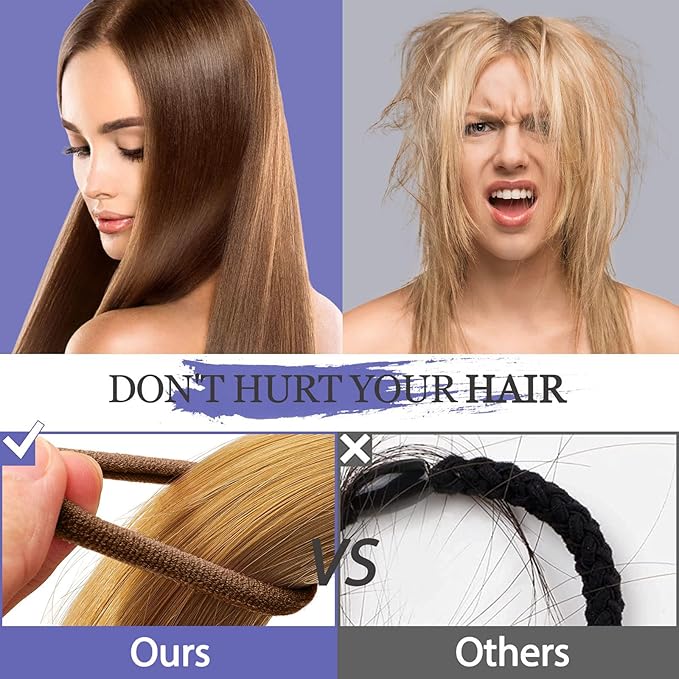 100PCS Hair Ties for Women And Kids, Seamless Thick Hair Bands, Elastic Baby Hair Ties No Damage Ponytail Holder, Cotton Toddler Hair Tie, No Crease Small Hair Tie For Toddler Girls (Brown)