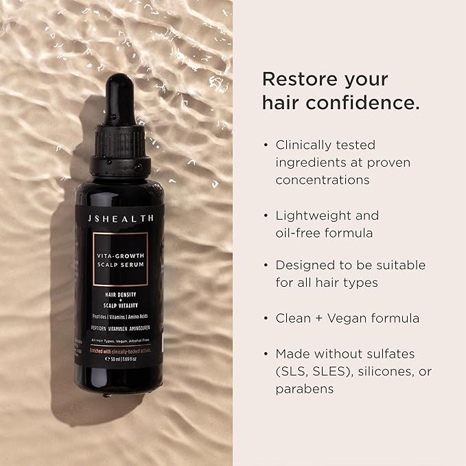 JSHealth Vitamins Vita-Growth Scalp Serum for Hair Density & Scalp Vitality - Hair Serum for Women with Peptides, Vitamins & Amino Acids