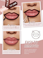 Lip Stain Peel Off Lip Liner Stain with Tweezer, Long Lasting Matte Lip Tint Tattoo, Highly Pigmented Color Lip Makeup, Waterproof Lipstick, Transfer-proof Lipstain for Women, Toffee Rose