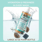 SpaScriptions Exfoliating Coconut Body Wash - 32 oz Scented Moisturizing Body Wash Scrub For Men and Women with African Black Soap for Smooth Skin and Brown Sugar for Gentle Exfoliation, Paraben Free