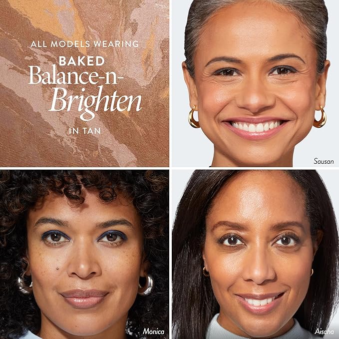 LAURA GELLER NEW YORK Award-Winning Baked Balance-n-Brighten To Go Travel Size Color Correcting Powder Foundation - Deep - Buildable Light to Medium Coverage - Demi-Matte Natural