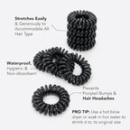 Kitsch Spiral Hair Ties for Women – Black Elastic Hair Ties No Damage, Ponytail Holders for Thick and Thin Hair – Creaseless and Dent-Free Coil | Ideal Gifts for Women - 8pc Set, Black