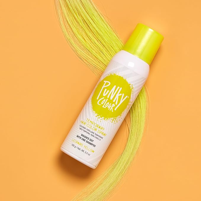 Punky Temporary Hair Color Spray – Leopard Yellow, Instant Vivid Temporary Hair Dye for Women, Wash Out, Hair-Color Spray, 3.5 oz