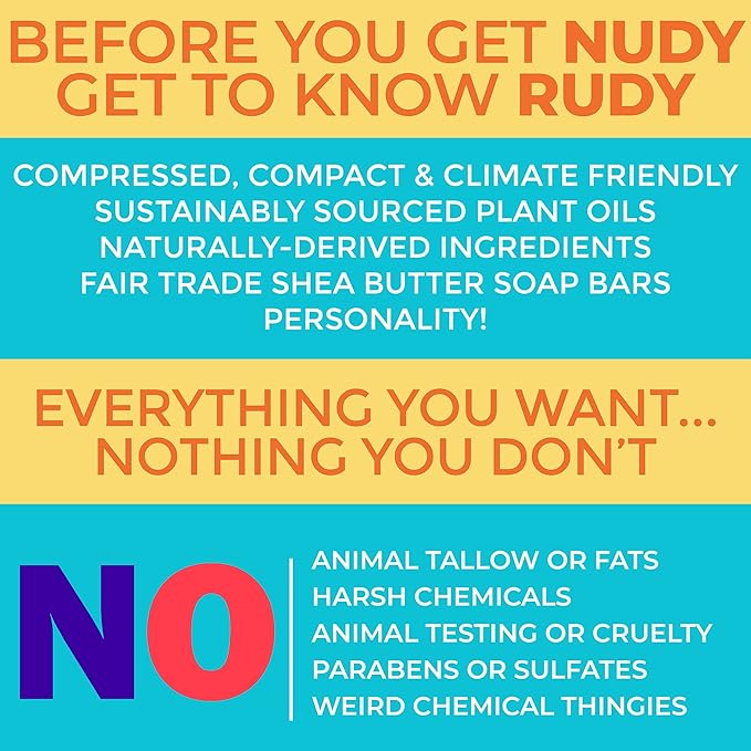 Nudy Rudy Hunny Bunny 2 Pack, Liquid Body Wash Bundle with Bonus Soap Bar, Aloe Vera and Vitamin E, Moisturizing Shower Gel and Body Wash and Bar Soap for Men and Women 16.9 fl oz and 4.2 oz