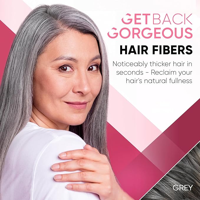 GBG Hair Fibers for Thinning Hair & Bald Spots (Grey) - 25g Bottle - Conceals Hair Loss - Instant Cover Up & Volume in 30 Seconds, Hair Powder for Women & Men - Cruelty Free