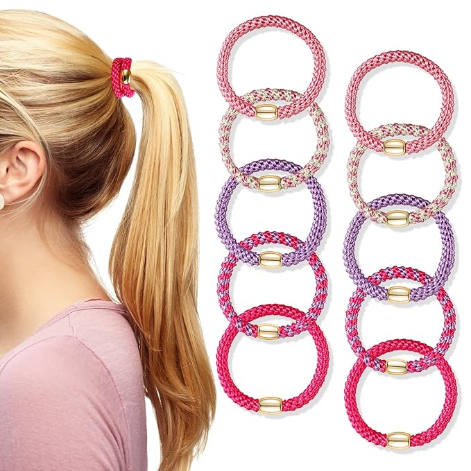 Hair Ties No Damage - 10PCS Ponytail Holders - Elastic Hair Ties for Thick Hair - Braided Hair Bands for Women Girls's Hair - Beautiful Girlfriends