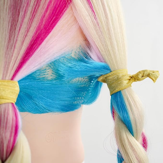 MEEDEE Gold Elastic Hair Ties Pack - 100 No Crease Soft Ribbon Knotted Pony Tails for Women, No Damage, Ouchless for Yoga and Bracelets