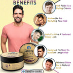 Smooth Viking Hair Paste for Men - Hair Styling Cream with Minimal Shine & Medium Hold Hair Products for Men, Hair Cream for Men, Styling Paste for Textured Messy Hairstyle - Made in USA, 2oz