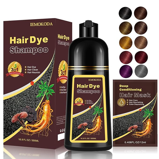 Instant Coffee Hair Dye Shampoo for Vibrant Hair Color, Natural Herbal Hair Color Shampoo Hair Dye, 3 in 1 Coloring & Care Formula Lasts 3-4 Weeks, Easy & Quick to Use for Women Men, 500ML