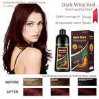 Dark Wine Red Hair Dye Shampoo, 100% Gray Hair Coverage for Men & Women, Instant and Long-lasting Hair Color Shampoo in Minutes, 3 in 1 Pure Plant Extract Natural Hair Dye Kit for All Hair Types