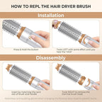 6 in ONE Blow Dryer Brush,Air Curling Iron Round Brush Blow Dryer 800W,Ionic Hair Dryer Brush for Women, Hot Air Brush Hair Styling Tools 100-120V