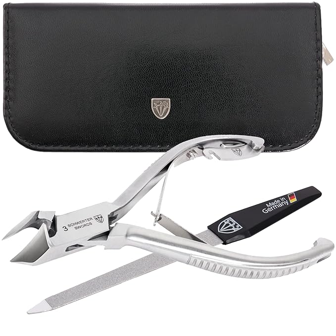 3 Swords Germany - Brand Quality Professional Toe Nail Nipper Clipper Set Stainless Steel Wave Nipper, Head Cutter, Nail File with case for ingrown Toe Nails, Manicure Pedicure by 3 Swords (196)