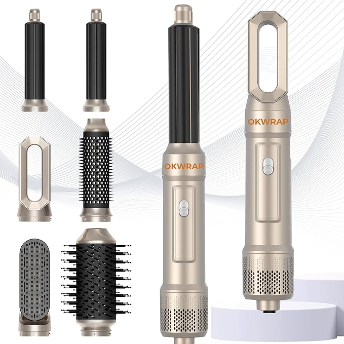 6 in ONE Blow Dryer Brush,Air Curling Iron Round Brush Blow Dryer 800W,Ionic Hair Dryer Brush for Women, Hot Air Brush Hair Styling Tools 100-120V