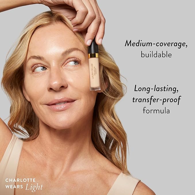 LAURA GELLER NEW YORK The Ideal Fix Concealer - Porcelain - Buildable Medium to Full Coverage Liquid Concealer - Covers Under Eye Dark Circles & Blemishes - Long-Lasting