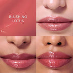 Prakti KhushiKiss Nourishing Lip Oil in Blushing Lotus, Hydrates & Plumps Lips, High-Shine Finish, with Hyaluronic Acid & Peptides, 0.17 oz