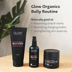 Glow Organics Stretch Mark Cream Belly Butter, Scrub and Oil, 3-Step Pregnancy Skin Care Kit, Belly Butter for Stretch Marks, Organic, Pregnancy & Baby Registry Must Haves, Mother To Be Gift.