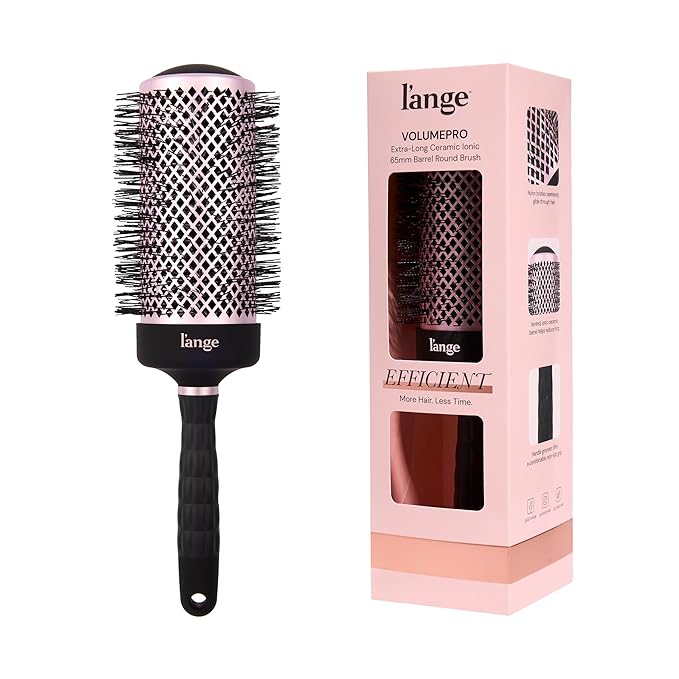 L'ANGE HAIR VolumePro Extra-Long Ceramic Ionic Round Brush, Black | For Blow Drying, Curling & Styling | Adds Volume, Reduces Frizz & Boosts Shine | Ideal for Extra-Long Hair (65mm)
