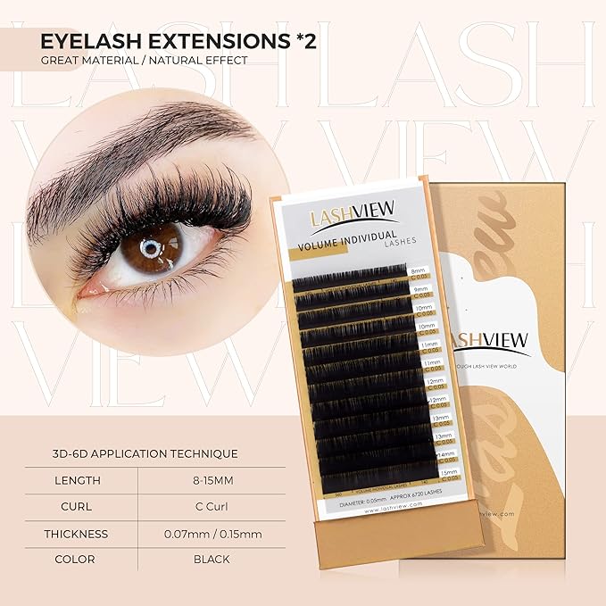 LASHVIEW Lash Kit for Beginners 338pcs Lash Extension Kit Professional Mannequin Head With 7 Pairs Replaced Eyelids Silicone Training Set Include Mini Fan Dryer Makeup Natural Skin Color