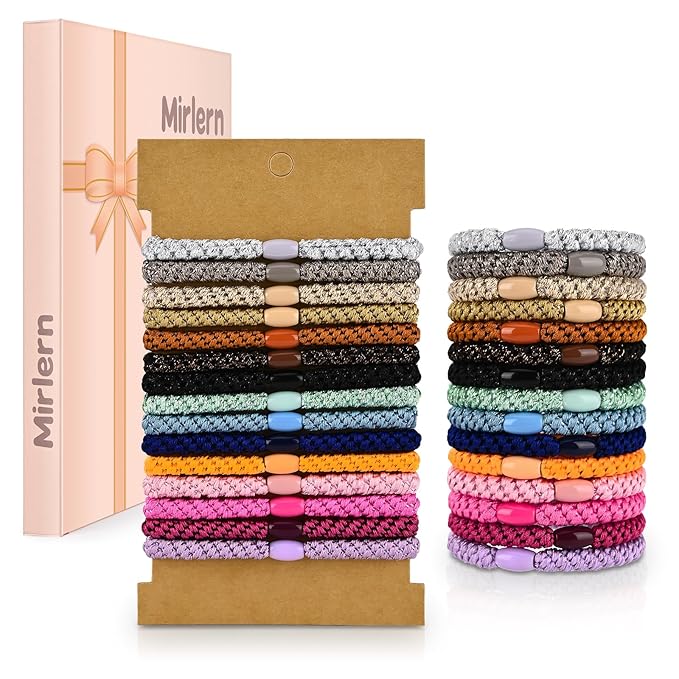 30 Pcs Hair Ties No Damage for Women Girls, High Elastic Braided Hair Ties for Thick Hair, Soft Ponytail Holders, No Crease Hair Bands for Curly Thin Hair Scrunchies (Multicolor Colors)