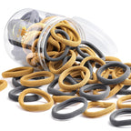 50Pcs Hair Ties for Women Girls,Cotton Seamless Hair Ties, Soft Ponytail Holders,No Crease No Damage Elastics Hair Bands with Box for Thick Heavy and Curly Hair (Camel+Grey)
