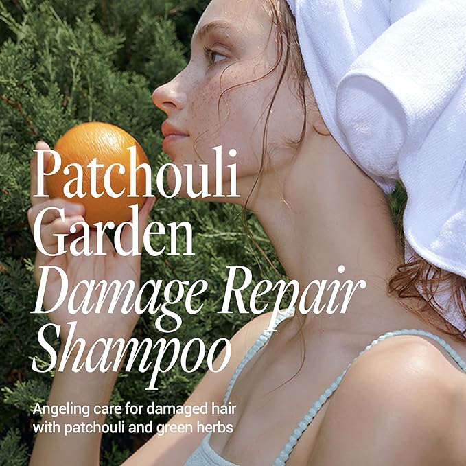 ANILLO Patchouli Garden Damage Repair Shampoo - Korean Hair Care Nourishing Shampoo for Men & Women w/Patchouli Leaf Water, Protein Complex & Green Herb Complex - Vegan Scalp Cleanser (15.22 fl.oz)