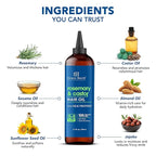 Botanic Hearth Hair Oil for Hair Growth | Strengthening Dry, Frizzy, Damaged Hair & Scalp Treatment | No Parabens or Harmful Sulfates | All Hair Types | Rosemary Castor Hair Oil - 6.7 Fl Oz