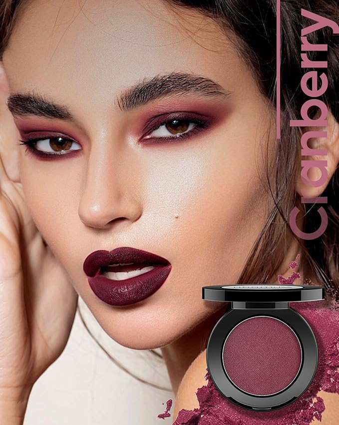 Single Berry Eyeshadow Shimmer Handmade Pressed Eyeshadow Palette Long Lasting With No Creasinr Pigmented Dark Red Eye Shadow (Cranberry)