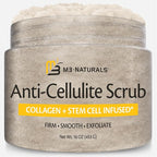 Anti-Cellulite Body Scrub for Skin Tightening, Firming, Moisturizing & Smoothing, Exfoliating Formula for Legs & Glutes with Stem Cells, Collagen, Coconut & Jojoba Oil, 16 OZ, by M3 Naturals