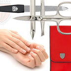 3 Swords Germany - brand quality 3 piece manicure pedicure grooming kit set for professional finger & toe nail care scissors tool genuine leather case in gift box, Made in Solingen Germany (02662)