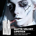 Halloween White Lipstick Matte Body Painting Stick for Women Waterproof Lipsticks Dark Long Lasting Lip Stick Gothic Zombie Vampire Cosplay Cruelty Free Lipstick, DU-White
