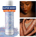 Hair Glitter Body Glitter Spray, 150ML Glitter Hairspray Holographic Silver Glitter Spray for Hair and Body, Hair Glitter for Kids Women, Body Shimmer Festival Makeup 4.2 Fl Oz
