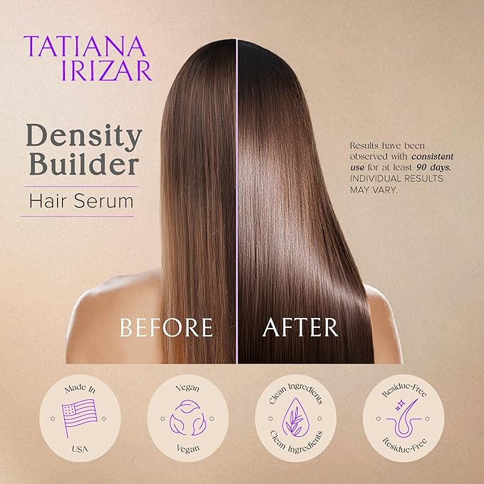 Hair Thickening Serum - 2 Pack Hair Density Serum Builder for Women Made in USA 30ml - Clinically Proven Scalp Treatment Non-Greasy - Biotin, Argan & Pea Peptides - For Thinning, Fine or Damaged Hair