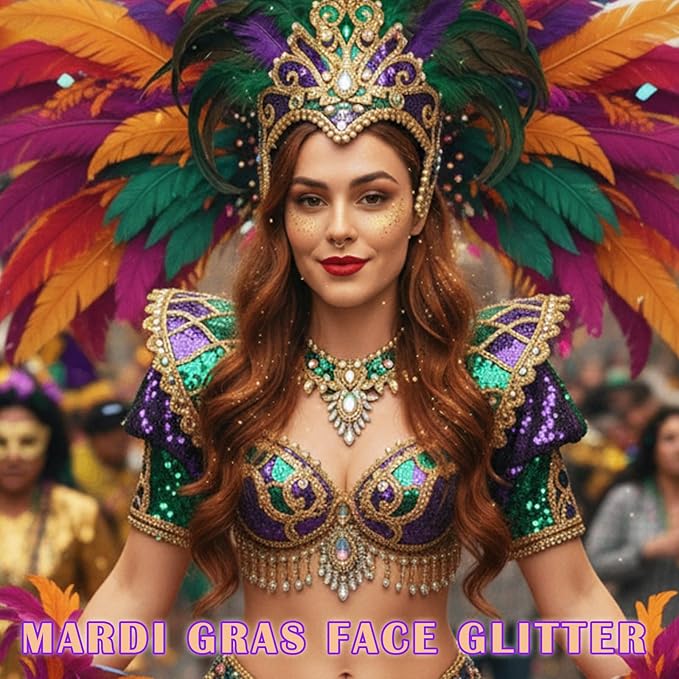 Gold Face Glitter Gel,Mardi Gras Outfits for Women,Music Festival Yellow Body Glitter Singer Concerts Hair Glitter Sequins,Sparkling Carnival Rave Accessories Decorations,50ML