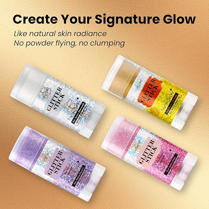 Hair Glitter, Pink Glitter Stick for Hair and Body, Hair & Body Sparkle On-The-Go | Singer Concert Music Rave Festival-Ready Shimmer