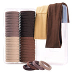 40PCS Brown Hair Ties No Damage,Ponytail Holders & Hair Bands for Women's Hair,Seamless Hair Ties & Nylon Hair Elastics Set (2in Brown)