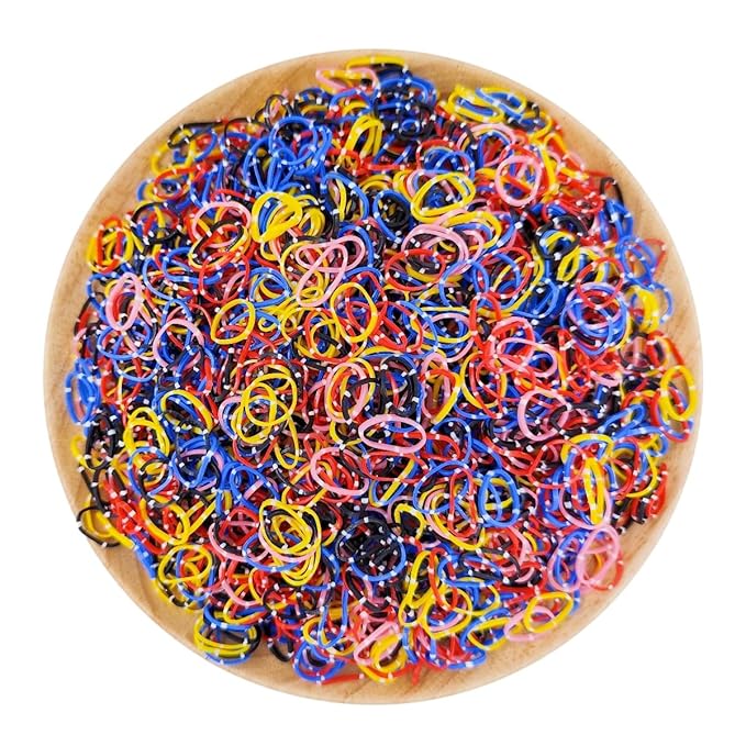 3200 Pcs Elastic Rubber Bands Small Hair Ties Hair Rubber Mini Hair Bands Hair Elastics Tiny Soft Holder Ponytails for Girls (Dark Multicolor with dots)