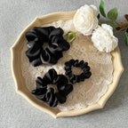 3 Pieces Satin Scrunchies Set for Hair No Crease Elastic Hair Ties for Women and Girls (Black)