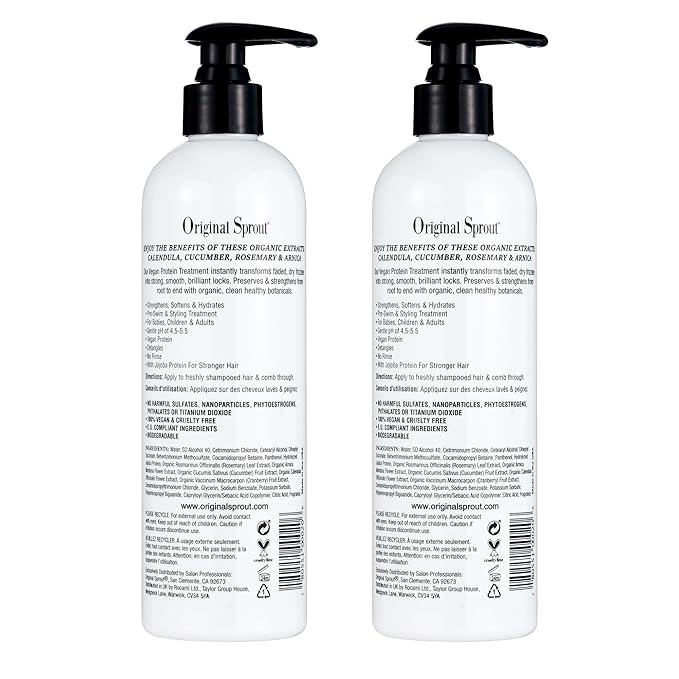 Original Sprout Leave-In Conditioner, Lightweight Moisturizing Conditioner for Dry & Damaged Hair, Detangles, Tames Frizz & Adds Shine, Vegan, Sulfate Free, Safe for Kids & Adults, 12 fl oz, 2 Pack