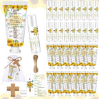 144 Pcs Christian Lip Balm Hand Cream Set Party Favors, Include 36 Bible Lip Balm 36 Moisturizing Hand Cream 36 Bags 36 Cards and Ropes for Accessories Gifts (Biblical, Sunflower)