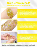 6PCS Gold Face Body Glitter Gel，Holographic Chunky Sequins Body Glitter Paint for Party Singer Concerts Music Festival Rave Accessories for Girls Women Face Body DIY Sparkling Makeup