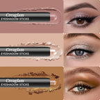 Eyeshadow Stick 3Pcs Set, Waterproof & Crease-Proof, Easy Blendable Makeup Pencil for Beginners, Color Includes Matte Dusty Pink & Shimmer Peach & Fenugreek, 1.9g Each Stick