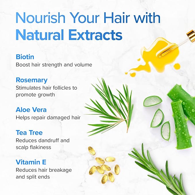 Hair Growth Biotin Shampoo and Conditioner - Deep Hydrating Conditioner for Dry Damaged Hair, Sulfate Free & Volumizing - 2 Pack, 8oz