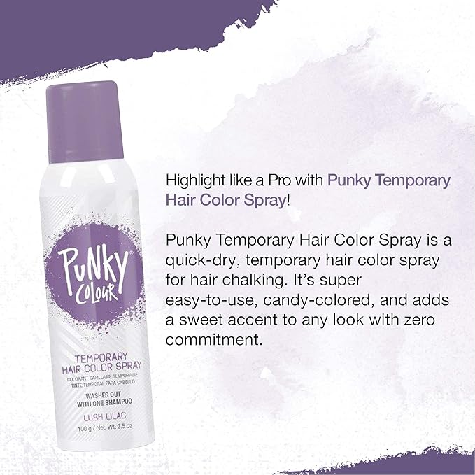 Punky Pastel Temporary Hair Color Spray - Lush Lilac, Temporary Hair Dye, Fast-Drying & Washable, 3.5 fl oz, 2 Pack