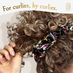 Silk Scrunchies Ponytail Holders – Oversized Mulberry Silk Scrunchies – Extra Large No Damage Hair Ties for Curly, Thick, and Thin - Hair Accessories for Women – Midnight Blooms, XL By Curlfriend